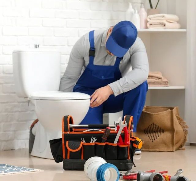 Plumber unblocking a toilet in Sligo